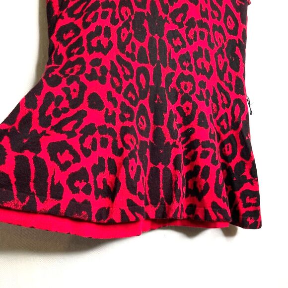 INC Women'ss Red Leopard Ocelot Print Cowl Neck Top Short Sleeve Punk Size P - Picture 5 of 9